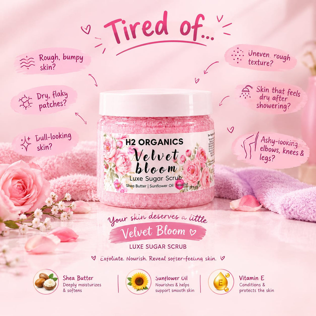 Velvet Bloom Sugar Scrub | Luxury Exfoliating Body Scrub