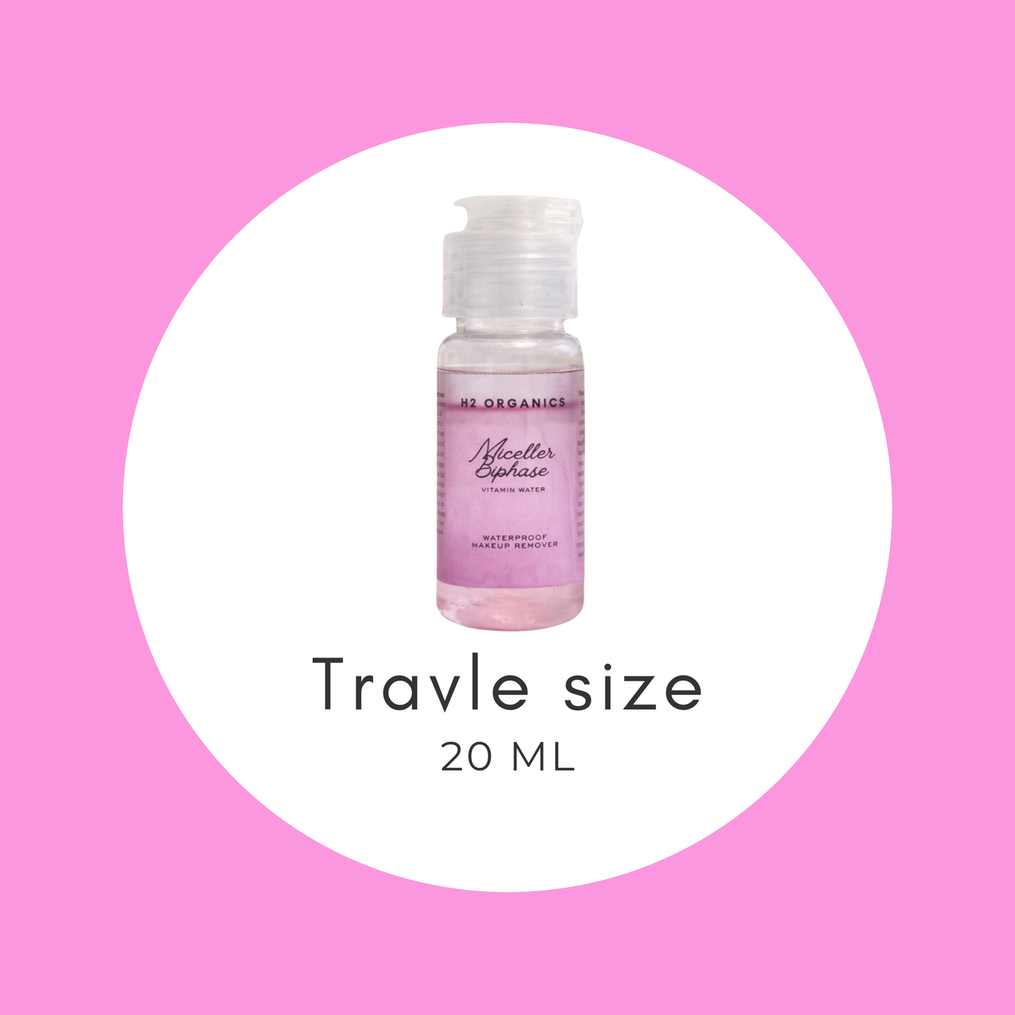 Micellar water Makeup Remover - Travel size 20ml | H2Organics